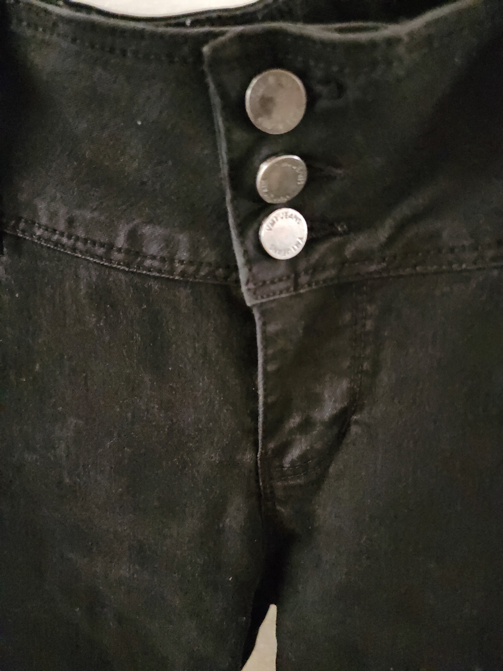 Black Skinny Jeans with High Rise Button Fly